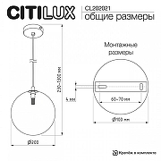Подвесной светильник Citilux ORTON CL202021 цвет плафона/подвески Светло-серый, цвет арматуры Черный-9