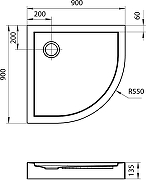 Душевой уголок DIWO Псков 90х90 профиль Хром стекло прозрачное-11