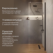 Душевая перегородка DIWO Орел 70 DS-OR-70-BL профиль Черный матовый стекло прозрачное-2