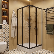 Душевой уголок DIWO Анапа 90х90 DU-744583 профиль Черный матовый стекло прозрачное