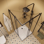 Душевой уголок DIWO Анапа 90х90 DU-744583 профиль Черный матовый стекло прозрачное-2