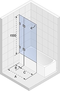 Шторка на ванну Riho VZ Scandic NXT X109V 95 L G001155121 профиль Черный матовый стекло прозрачное-1