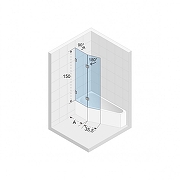 Шторка на ванну Riho VZ Scandic NXT X500 Delta 150/160 81 L G001169121 профиль Черный матовый стекло прозрачное-1
