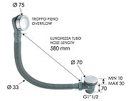 Слив-перелив Remer 96PCCXV click-clack цвет Сталь-1