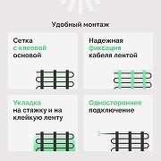 Теплый пол EWRIKA Mat EWR 150-0,5 с терморегулятором ТЕП7026 цвет Белый-3