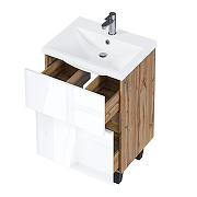 Тумба под раковину 1MarKa Aris 60Н Ц0000035778 цвет Дуб вотан Белый глянец-2
