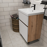 Тумба под раковину 1MarKa Aris 60Н Ц0000035778 цвет Дуб вотан Белый глянец-4