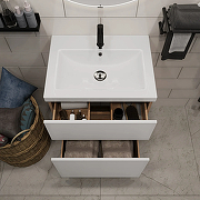 Тумба под раковину 1MarKa Aris 60Н Ц0000035778 цвет Дуб вотан Белый глянец-5