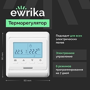 Теплый пол EWRIKA Mat EWR 150-3 с терморегулятором ТЕП51Б цвет Белый-1