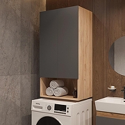 Подвесной шкаф DIWO Суздаль 60 SUZ.Ш.60.01А над стиральной машиной цвет Антрацит Дуб вотан-1