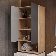 Подвесной шкаф DIWO Суздаль 60 SUZ.Ш.60.01А над стиральной машиной цвет Антрацит Дуб вотан-2