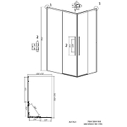 Душевой уголок Grossman Galaxy 120x70 L 300.K33.01.70R12L.21.02 профиль Черный матовый стекло шиншилла-1