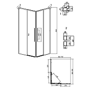 Душевой уголок Grossman Galaxy 100x80 L 300.K33.01.80R10L.21.02 профиль Черный матовый стекло шиншилла-1
