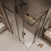 Душевой уголок Grossman Galaxy 100x80 L 300.K33.01.80R10L.21.02 профиль Черный матовый стекло шиншилла-3