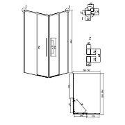 Душевой уголок Grossman Galaxy 120x80 L 300.K33.01.80R12L.21.02 профиль Черный матовый стекло шиншилла-1