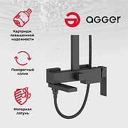 Душевая система Agger Great A2893344 Черная матовая-1
