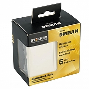 Выключатель двухклавишный без рамки Stekker Эмили 50231 цвет Белый-1