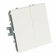 Выключатель двухклавишный без рамки Stekker Эмили 50231 цвет Белый-6