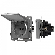 Розетка влагозащищенная с заземлением и со шторкой, без рамки с крышкой Arlight SCT 49836 71 мм х 71 мм х 52 мм