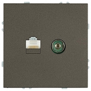 ТВ-розетка и розетка Ethernet RJ-45 без рамки Stekker Эмили 49924 цвет Антрацит