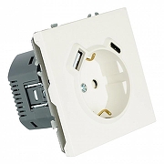 Розетка с заземлением и со шторкой и 2хUSB type A и C, без рамки Stekker Эмили 50217 цвет Белый-4