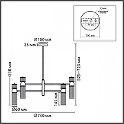 Люстра на штанге Lumion DENVER 8276/8 цвет плафона/подвески Прозрачный, цвет арматуры Латунь-5