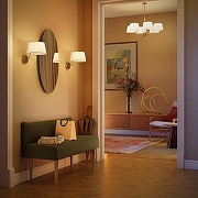 Люстра на штанге Maytoni MOD360PL-08BS цвет плафона/подвески Бежевый, цвет арматуры Латунь-11