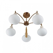Люстра на штанге Lumion GLORIYA 8272/5C цвет плафона/подвески Белый, цвет арматуры Бежевый, Латунь-1