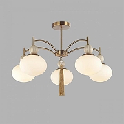 Люстра на штанге Lumion GLORIYA 8272/5C цвет плафона/подвески Белый, цвет арматуры Бежевый, Латунь-2
