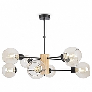 Люстра на штанге Freya Marvin FR5055PL-08B цвет плафона/подвески Прозрачный, цвет арматуры Коричневый, Черный