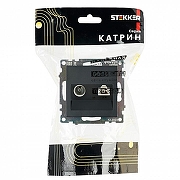 ТВ-розетка и розетка Ethernet RJ-45 без рамки Stekker Катрин 49182 цвет Черный-1