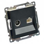 ТВ-розетка и розетка Ethernet RJ-45 без рамки Stekker Катрин 49182 цвет Черный-5