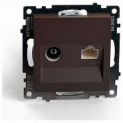 ТВ-розетка и розетка Ethernet RJ-45 без рамки Stekker GLS00-7106-04 49185 цвет Коричневый