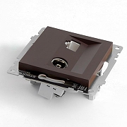ТВ-розетка и розетка Ethernet RJ-45 без рамки Stekker GLS00-7106-04 49185 цвет Коричневый-4