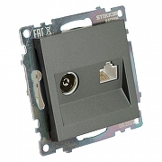 ТВ-розетка и розетка Ethernet RJ-45 без рамки Stekker Катрин 49417 цвет Графит-6