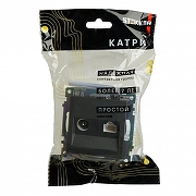 ТВ-розетка и розетка Ethernet RJ-45 без рамки Stekker Катрин 49417 цвет Графит-7
