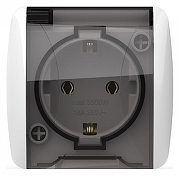 Розетка с заземлением с крышкой Elbi Eleсtriс Alsu 7 504-010215-218 цвет Белый