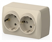 Розетка двойная с заземлением Elbi Eleсtriс Alsu 7 504-010300-907 цвет Бежевый-1
