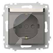 Розетка с заземлением и со шторкой, без рамки с крышкой Elbi Eleсtriс Zena Vega 609-010200-219 цвет Белый-1