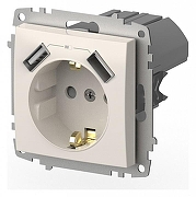 Розетка с заземлением и со шторкой и 2хUSB type A, без рамки Elbi Eleсtriс Zena Vega 609-010200-317 цвет Белый