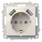 Розетка с заземлением и со шторкой и 2хUSB type A, без рамки Elbi Eleсtriс Zena Vega 609-010200-317 цвет Белый-1