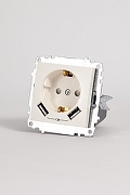 Розетка с заземлением и со шторкой и 2хUSB type A, без рамки Elbi Eleсtriс Zena Vega 609-010200-317 цвет Белый-4