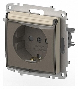 Розетка с заземлением и со шторкой, без рамки с крышкой Elbi Eleсtriс Zena Vega 609-010300-219 цвет Бежевый