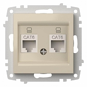 Розетка двойная Ethernet RJ-45 без рамки Elbi Eleсtriс Zena Vega 609-010300-248 цвет Бежевый-1