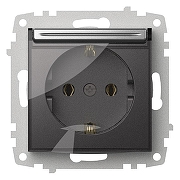 Розетка с заземлением с крышкой, без рамки Elbi Eleсtriс Zena Vega 609-011000-218 цвет Металлик-1