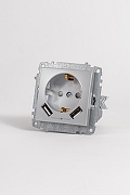Розетка с заземлением и со шторкой и 2хUSB type A, без рамки Elbi Eleсtriс Zena Vega 609-011000-317 цвет Металлик-4