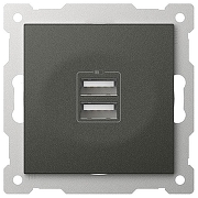 Розетка 2хUSB type A без рамки Elbi Eleсtriс Zena Vega 609-011100-143 цвет Дымчатый-1