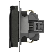 Розетка с заземлением с крышкой, без рамки Elbi Eleсtriс Zena Vega 609-011100-218 цвет Дымчатый-2