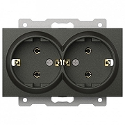 Розетка двойная с заземлением, без рамки Elbi Eleсtriс Zena Vega 609-011100-907 цвет Дымчатый-1