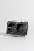 Розетка двойная с заземлением, без рамки Elbi Eleсtriс Zena Vega 609-011100-907 цвет Дымчатый-4